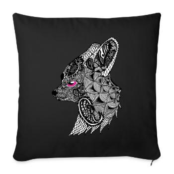 Tier-Tattoo & Tribals, Geschenk, Geburtstag, Fuchs - Sofakissenbezug 45 x 45 cm - Schwarz - Vorne