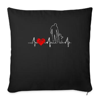 Father and child heartbeat heart vintage style - Sofa pillowcase 17,3'' x 17,3'' (45 x 45 cm) - black - Front