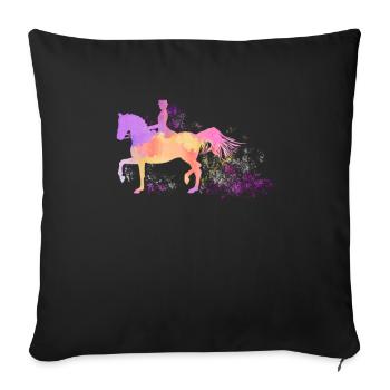 Dressur Dressage Dressurpferd Dressurreiter Pferde - Sofakissenbezug 45 x 45 cm - Schwarz - Vorne