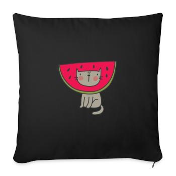 Katze in Wassermelone | Bestseller| - Sofakissenbezug 45 x 45 cm - Schwarz - Vorne
