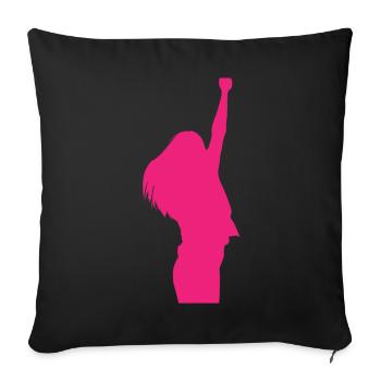 Femme fille victoire pose - Housse de coussin décorative 45 x 45 cm - noir - Devant