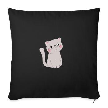 Cute cat - Sofa pillowcase 17,3'' x 17,3'' (45 x 45 cm) - black - Front