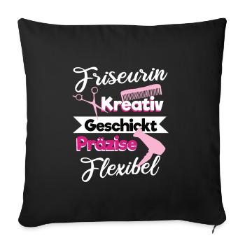 Friseurin Kreativ Geschickt Präzise Flexibel Salon - Sofakissenbezug 45 x 45 cm - Schwarz - Vorne