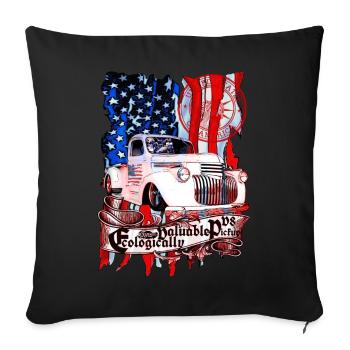 Légendaire V8 Vintage Pickup Truck américain - Housse de coussin décorative 45 x 45 cm - noir - Devant