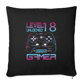 18 Geburtstag Level 18 Complete Retro Jungen Gamer - Sofakissenbezug 45 x 45 cm - Schwarz - Vorne