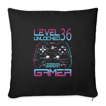 36th Birthday Level 36 Complete Retro Gamer - Sofa pillowcase 17,3'' x 17,3'' (45 x 45 cm) - black - Front