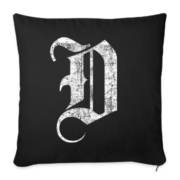 Tshirt alphabet initiale D - Housse de coussin décorative 45 x 45 cm - noir - Devant