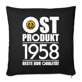 OSTPRODUKT 1958 DDR OSSI 68. GEBURTSTAG - Sofakissenbezug 45 x 45 cm - Schwarz - Vorne