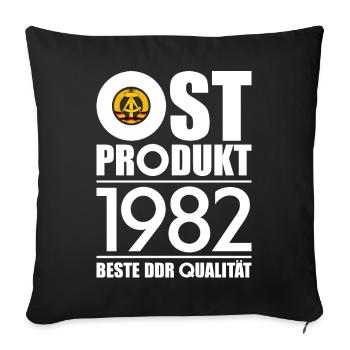 OSTPRODUKT 1982 DDR OSSI 44. GEBURTSTAG - Sofakissenbezug 45 x 45 cm - Schwarz - Vorne