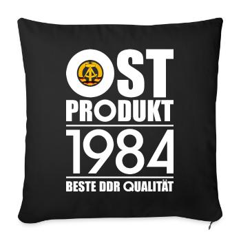 OSTPRODUKT 1984 DDR OSSI 42. GEBURTSTAG - Sofakissenbezug 45 x 45 cm - Schwarz - Vorne