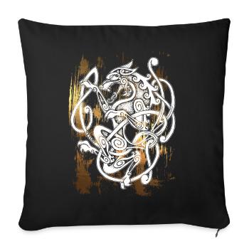 FENRIR Wolf - Odin - Vintage - usedlook - Sofa pillowcase 17,3'' x 17,3'' (45 x 45 cm) - black - Front