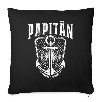PAPITÄN - Anker - Vater - Papa - Geschenkidee - Sofakissenbezug 45 x 45 cm - Schwarz - Vorne