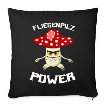 Fliegenpilz Power T-Shirt - Sofakissenbezug 45 x 45 cm - Schwarz - Vorne