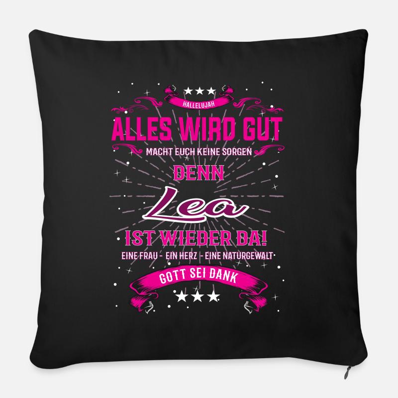 Lea, alles wird gut T-Shirt - Sofakissenbezug 45 x 45 cm - Schwarz