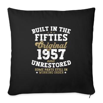 Built in the fifties 1957 65th birthday men - Sofa pillowcase 17,3'' x 17,3'' (45 x 45 cm) - black - Front