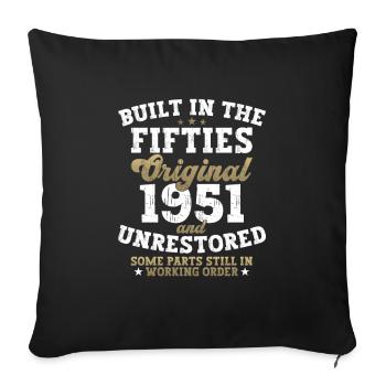 Built in the fifties 1951 71st birthday men - Sofa pillowcase 17,3'' x 17,3'' (45 x 45 cm) - black - Front