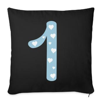 1 anniversaire avec le cœur - Housse de coussin décorative 45 x 45 cm - noir - Devant