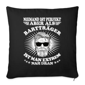 Papa mit Schnauzer Geschenkidee für Hipster - Sofakissenbezug 45 x 45 cm - Schwarz - Vorne