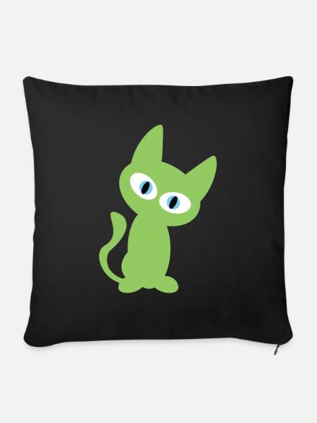 Grüne Katze Design - Sofakissenbezug 45 x 45 cm - Schwarz