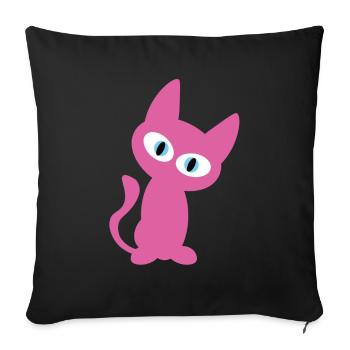 Pink / Pink Cat - the cool cat design - Sofa pillowcase 17,3'' x 17,3'' (45 x 45 cm) - black - Front