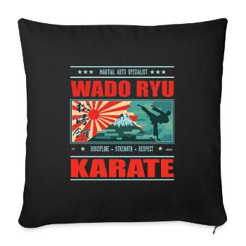 Karaté Wado Ryu cool et design japonais - Housse de coussin décorative 45 x 45 cm - noir - Devant