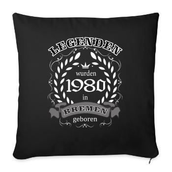 Des légendes sont nées à Brême en 1980 - Housse de coussin décorative 45 x 45 cm - noir - Devant