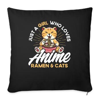 Just A Girl Who Loves Anime And Cats - Sofakissenbezug 45 x 45 cm - Schwarz - Vorne