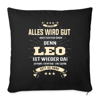 alles wird gut denn Leo Ist da T-Shirt - Sofakissenbezug 45 x 45 cm - Schwarz - Vorne