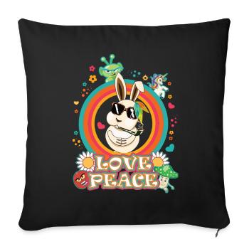 Love and Peace Easter - Flowerpower Oster Desig - Sofa pillowcase 17,3'' x 17,3'' (45 x 45 cm) - black - Front