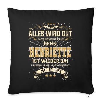 Henriette Design, alles wird gut - Sofakissenbezug 45 x 45 cm - Schwarz - Vorne