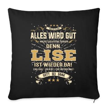 Lise Design, alles wird gut - Sofakissenbezug 45 x 45 cm - Schwarz - Vorne