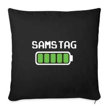 Samstag Akku voll geladen - Akkustand - Sofakissenbezug 45 x 45 cm - Schwarz - Vorne