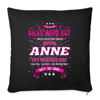 Anne Design, alles wird gut - Sofakissenbezug 45 x 45 cm - Schwarz - Vorne