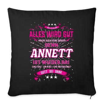 Anett Design, alles wird gut - Sofakissenbezug 45 x 45 cm - Schwarz - Vorne