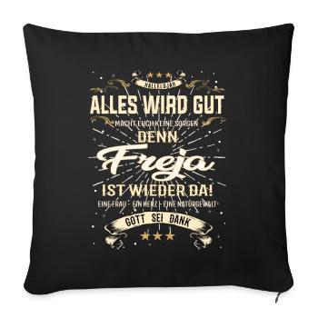 Freja Design, alles wird gut - Sofakissenbezug 45 x 45 cm - Schwarz - Vorne