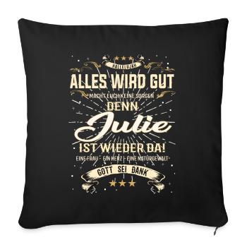 Julie Design, alles wird gut - Sofakissenbezug 45 x 45 cm - Schwarz - Vorne