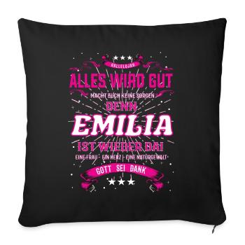 Emilia Design, alles wird gut - Sofakissenbezug 45 x 45 cm - Schwarz - Vorne