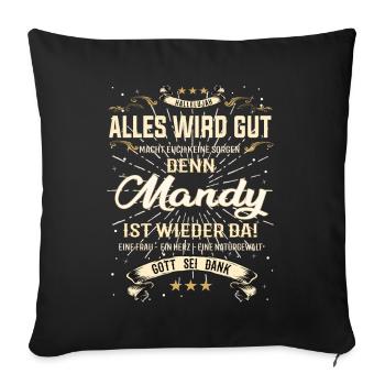 Mandy Design, alles wird gut - Sofakissenbezug 45 x 45 cm - Schwarz - Vorne