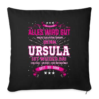 Ursula Design, alles wird gut - Sofakissenbezug 45 x 45 cm - Schwarz - Vorne