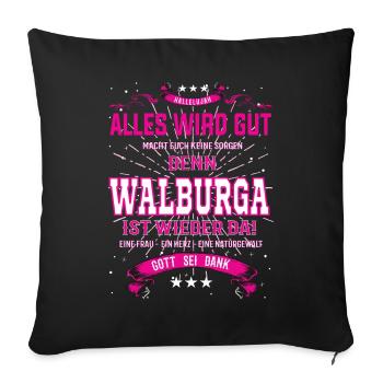 Walburga Design, alles wird gut - Sofakissenbezug 45 x 45 cm - Schwarz - Vorne