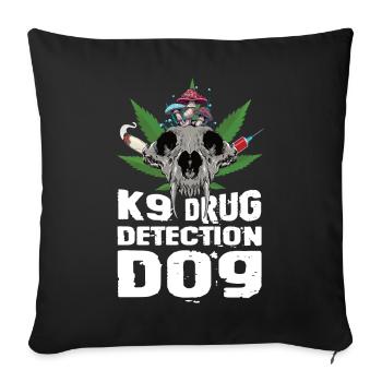 Hund Polizei Diensthund Drogen - Sofakissenbezug 45 x 45 cm - Schwarz - Vorne