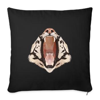 Tiger Polygon mit offenem Maul - Sofakissenbezug 45 x 45 cm - Schwarz - Vorne