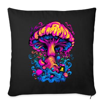 Champignon psychédélique - Housse de coussin décorative 45 x 45 cm - noir - Devant