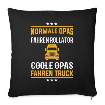 Coole Opas fahren Truck - LKW Großvater Design - Sofakissenbezug 45 x 45 cm - Schwarz - Vorne