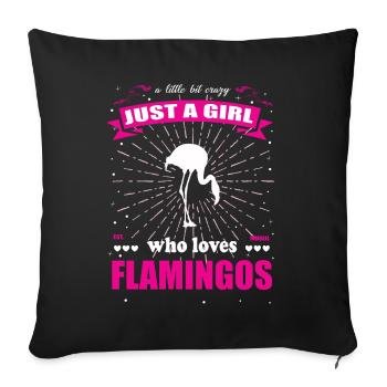 Juste une fille qui aime la tenue des flamants roses - Housse de coussin décorative 45 x 45 cm - noir - Devant