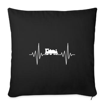Mon cœur dort pour la conception de locomotives - Housse de coussin décorative 45 x 45 cm - noir - Devant