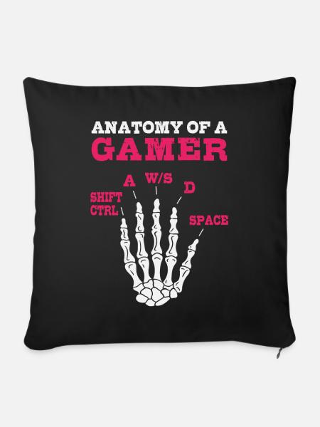 Anatomie eines Gamers - Sofakissenbezug 45 x 45 cm - Schwarz