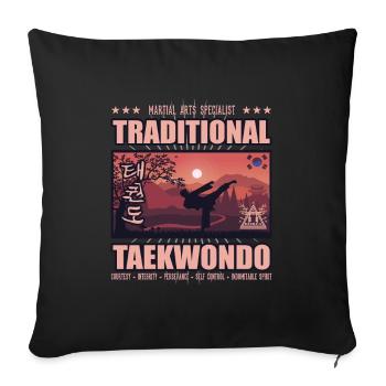 Taekwondo Corée 3 - Housse de coussin décorative 45 x 45 cm - noir - Devant
