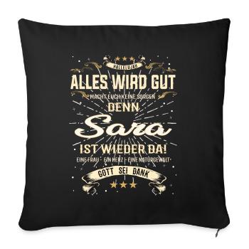 Sara Design - Alles wird gut - Sofakissenbezug 45 x 45 cm - Schwarz - Vorne