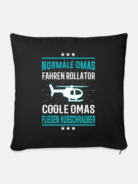 Coole Omas fliegen Hubschrauber - Sofakissenbezug 45 x 45 cm - Schwarz